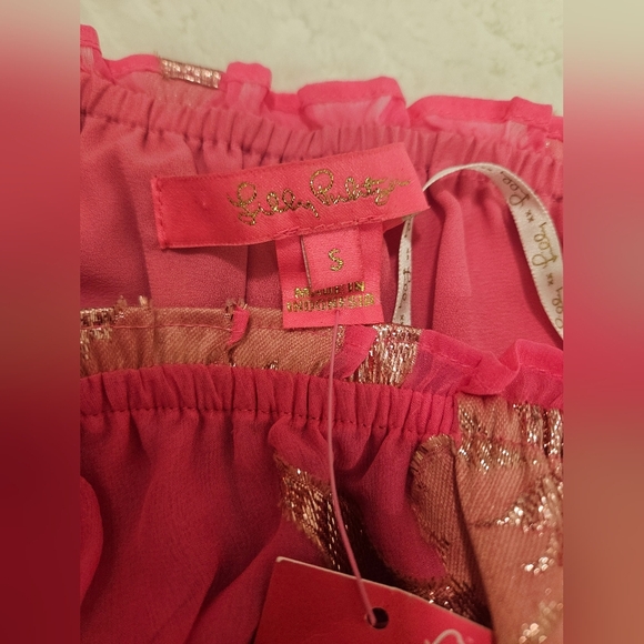 Lilly Pulitzer Sarahleigh One Shoulde Silk Top Blouse, Pink, Feminine, - Picture 9 of 11